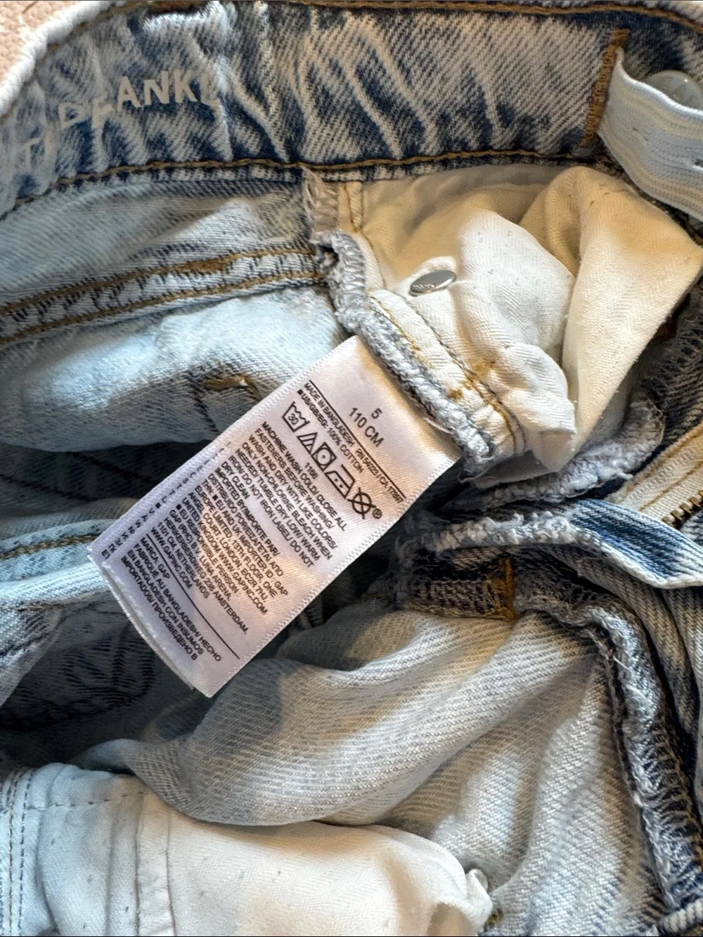 Gap Kids High Stride Ankle Wide Leg Jeans Girls Size 5 Light Wash Denim